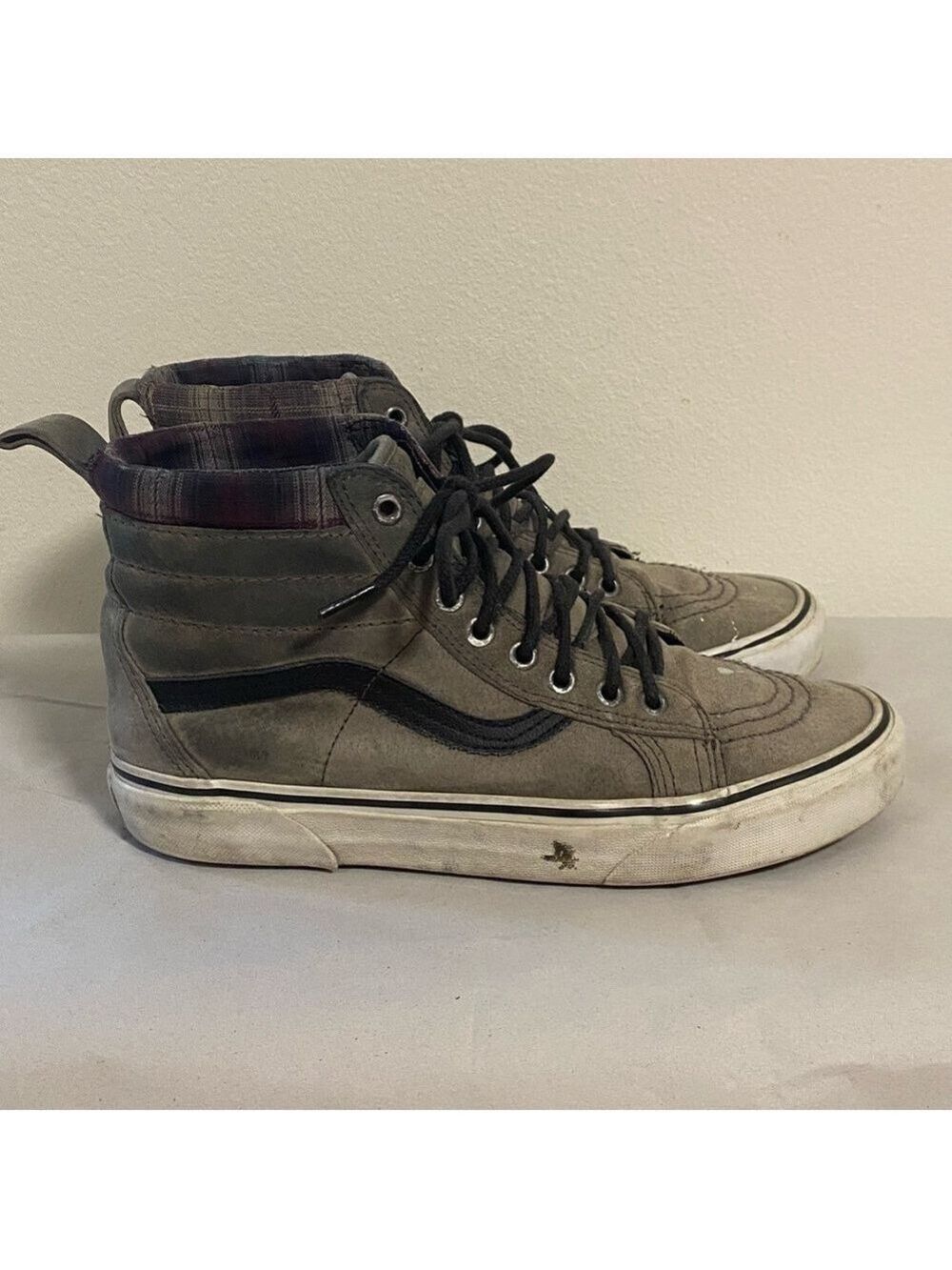 Vans High-Top Sneakers Mens 8/W 9.5 Pewter MTE Sneakers Plaid trim SK8 Hi